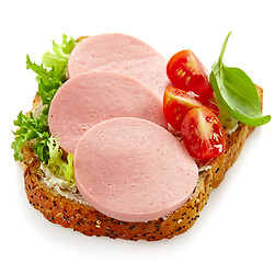 Image showing sandwich with sliced sausage