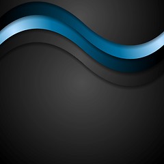 Image showing Abstract black and blue wavy design