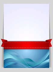 Image showing Wavy background flyer with red ribbon