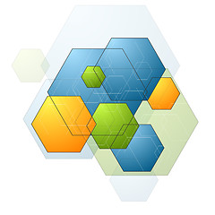 Image showing Colorful bright geometry hexagons background