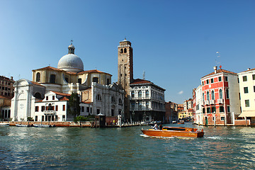 Image showing Grand canal with boat