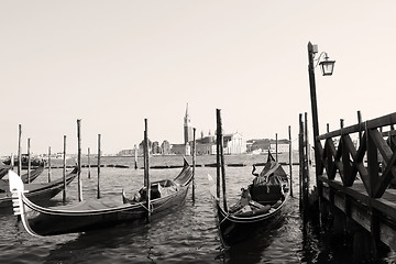 Image showing San Giorgo Island with gondolas