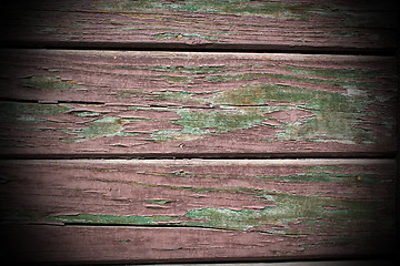 Image showing old weathered painted plank