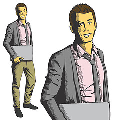 Image showing Vector man with laptop in his hands