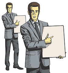 Image showing Vector Businessman With Empty Write Board