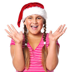 Image showing Girl in Santa hat