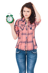 Image showing Girl with alarm clock