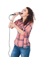 Image showing Girl with microphone