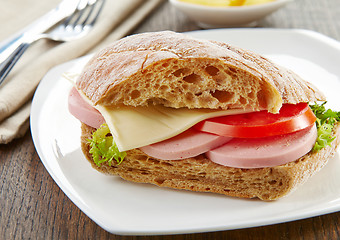 Image showing sandwich with sausage and tomato