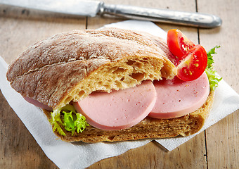 Image showing sandwich with sausage and tomato