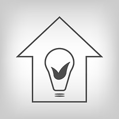 Image showing Eco house with bulb and leaves