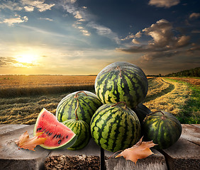 Image showing Watermelons on a table