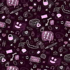 Image showing Accessories. Hand drawn seamless pattern.