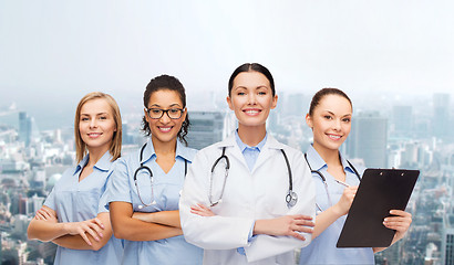 Image showing team or group of female doctors and nurses