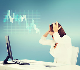 Image showing stressed woman with computer