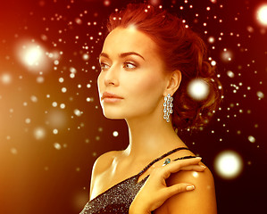 Image showing woman with diamond earrings