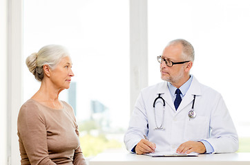 Image showing senior woman and doctor meeting