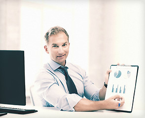 Image showing businessman showing graphs and charts