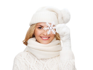 Image showing woman with big snowflake