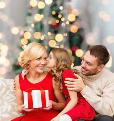 Image showing happy family with gift box