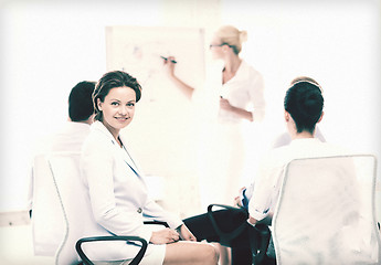 Image showing businesswoman on business meeting in office