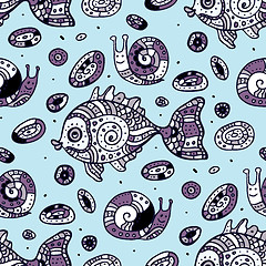 Image showing Fishes. Seamless pattern.