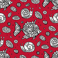 Image showing Fishes. Seamless pattern.