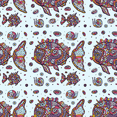 Image showing Fishes. Seamless pattern.