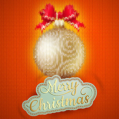 Image showing Christmas label on a knitted background. EPS 10