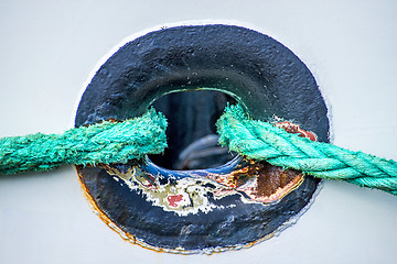 Image showing Rope with anchored ship