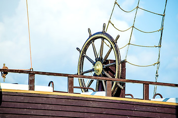 Image showing wheel of an old sailing ship