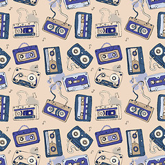 Image showing  Audio cassette. Seamless pattern.