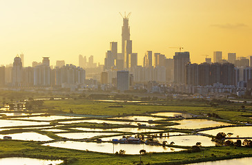 Image showing sunset in hong kong countryside