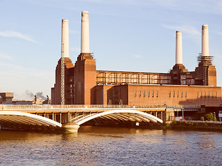 Image showing Retro look Battersea Powerstation London