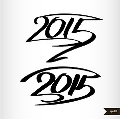Image showing Happy New Year Handwritten calligraphic watercolor 2015