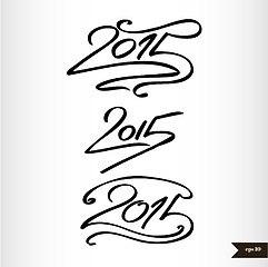 Image showing Happy New Year Handwritten calligraphic watercolor 2015