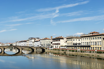 Image showing Houses and river Arno Florence