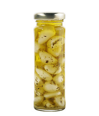 Image showing Glass Jar Of Garlic With Olive Oil