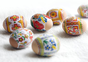 Image showing Easter Eggs on Towel