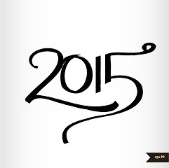 Image showing Happy New Year Handwritten calligraphic watercolor 2015