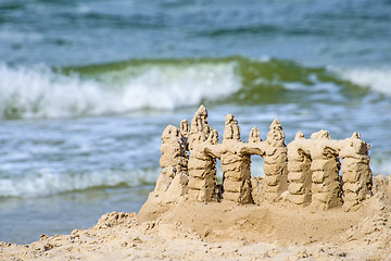 Image showing Sand castle on a beach of the Baltic Sea in Poland