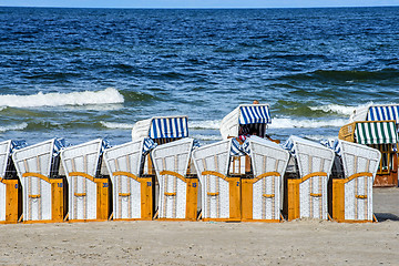 Image showing beach chairs at the Baltic Sea in Poland