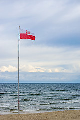 Image showing Flag of Poland at the Baltic Sea