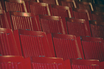 Image showing Red theatre seats in rows