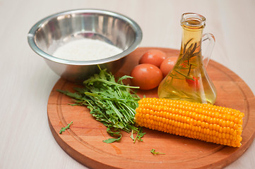 Image showing Ingredients for corn pancakes