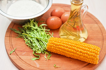 Image showing Ingredients for corn pancakes