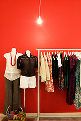 Image showing Ladies fashion on rack