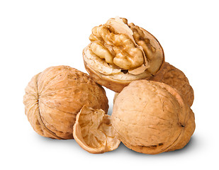 Image showing Small Pile Of Walnuts And Shells