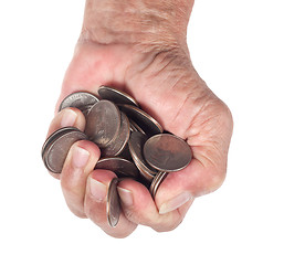 Image showing Fistful of coins