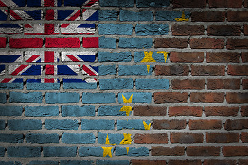 Image showing Brick wall texture with flag